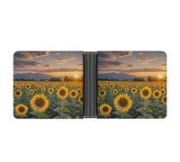 FekiLoot Beautiful Sunflower Field Sunset Wallet Slim PU Bifold Design Wallet with Multiple Card Slots Wallets Extra Capacity Pocket Wallets