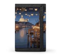 FekiLoot Beautiful Venice at Night Wallet for Men Slim Minimalist Trifold Wallet with ID Window And Credit Card Holder
