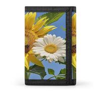 FekiLoot Bees Sunflowers Daisy Rose Flowers Men's Wallet Extra Capacity Trifold Wallet Thin & Stylish Trifold Card Holder with ID Window