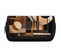FekiLoot Beige And Black Objects Pencil Case Office Pencil Box Large Capacity Pencil Box Pouch Holder Double Zipper Pencil Case Use to Organize Desktop And Plan Space Home Office