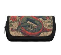 FekiLoot Beige Dragon Pattern Pencil Case Office Pencil Box Large Capacity Pencil Box Pouch Holder Double Zipper Pencil Case Use to Organize Desktop And Plan Space Home Office