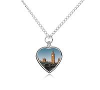 FekiLoot Big Ben Urn Necklace for Ashes Heart Cremation Jewelry Memorial Keepsake Pendant Locket Ash Holder Memory Jewelry for Women Men to Hold Ashes of Loved Ones