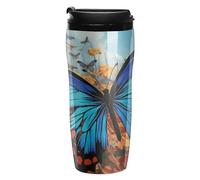 FekiLoot Big Butterfly Insulated Tumbler Reusable Plastic Iced Coffee Cup with Lid Double Walled Hot Coffee Travel Mug Gifts for Women Men BPA Free 12 Oz