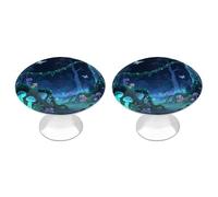 FekiLoot Bioluminescent Fantasy Forest Cabinet Knobs Kitchen Cabinet Handles Round Closet Handles Stainless Steel Drawer Pulls for Closet Dresser Wardrobe Cupboard Furniture 2 Pack