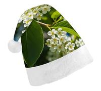 FekiLoot Bird Cherry in Bloom Santa Hat Unisex Adult Warm Santa Hats Classic Interesting Comfort Christmas Cap with Plush Brim And Liner for Christmas New Year Holiday Party Supplies
