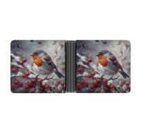 FekiLoot Bird on Branch Leather Wallet Double-Sided Different Images Bifold Wallet Ultra Strong Stitching Slim Wallets
