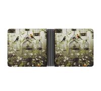 FekiLoot Birdcages And Birds Leather Wallet Double-Sided Different Images Bifold Wallet Ultra Strong Stitching Slim Wallets