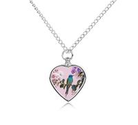 FekiLoot Birds on A Pink Background Urn Necklaces for Ashes Personalized Human Pet Cremation Jewelry Keepsake Locket Heart Pendant with Filling Kit Memorial Gift for Dog Cat Lover Women Men