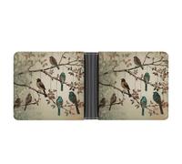 FekiLoot Birds on Branches Leather Wallet Double-Sided Different Images Bifold Wallet Ultra Strong Stitching Slim Wallets