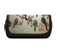 FekiLoot Birds on Branches Pencil Case Office Pencil Box Large Capacity Pencil Box Pouch Holder Double Zipper Pencil Case Use to Organize Desktop And Plan Space Home Office
