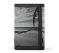 FekiLoot Black And White Beach Wallet Compact Blocking Trifold Wallets with Zipper Minimalist Purse Wallet Credit Card Holder