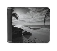 FekiLoot Black And White Beach Wallet Fashionable Slim Leather Wallet with Multiple Card Slots And Hidden Compartments Wallets