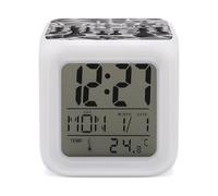FekiLoot Black and White Chess Alarm Clock 7 LED Color Changing Wake Up Clock Digital Alarm Clocks with Snooze Digital Bedside Clocks with Night Light for Home Office Or Dorm