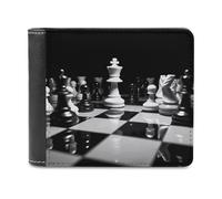 FekiLoot Black And White Chess Leather Wallet for Women&Men Billfold Purse Credit Card Holder Slim Bifold Wallet Front Pocket Wallets