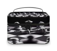 FekiLoot Black And White Chess Makeup Bag Large Capacity Travel Cosmetic Bag Lightweight Hand-held Toiletry Bags Portable Cosmetic Pouch Cute Make Up Pouch for Women