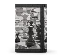FekiLoot Black And White Chess Men's Wallet Extra Capacity Trifold Wallet Thin & Stylish Trifold Card Holder with ID Window