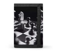FekiLoot Black And White Chess Wallet Slim Trifold Wallets with Multiple Card Slots Credit Card Holder Pocket Coin Purse