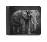 FekiLoot Black And White Elephant Image PU Leather Wallet Bifold Wallet Front Pocket Wallets Fashion Purse Slim Billfold Credit Card Holder