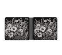 FekiLoot Black And White Flowers Leather Wallet Double-Sided Different Images Bifold Wallet Ultra Strong Stitching Slim Wallets