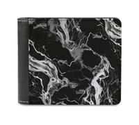 FekiLoot Black And White Marble PU Leather Wallet Bifold Wallet Front Pocket Wallets Fashion Purse Slim Billfold Credit Card Holder