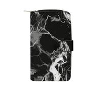FekiLoot Black And White Marble Wallet Large Capacity Travel Double Fold Wallets Portable Zipper Leather Purse for Women Men