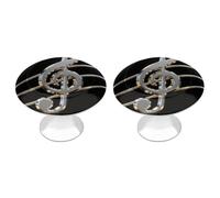 FekiLoot Black and White Musical Notes Cabinet Knobs Kitchen Cabinet Handles Round Closet Handles Stainless Steel Drawer Pulls for Closet Dresser Wardrobe Cupboard Furniture 2 Pack