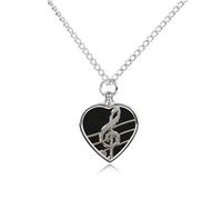 FekiLoot Black And White Musical Notes Urn Necklaces for Ashes Personalized Human Pet Cremation Jewelry Keepsake Locket Heart Pendant with Filling Kit Memorial Gift for Dog Cat Lover Women Men