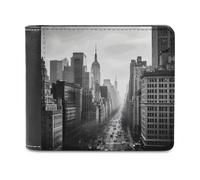 FekiLoot Black And White New York PU Leather Wallet Bifold Wallet Front Pocket Wallets Fashion Purse Slim Billfold Credit Card Holder