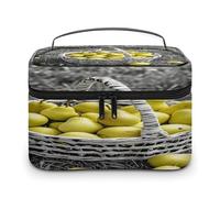FekiLoot Black And White Pear Makeup Bag Large Capacity Travel Cosmetic Bag Lightweight Hand-held Toiletry Bags Portable Cosmetic Pouch Cute Make Up Pouch for Women