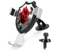 FekiLoot Black and White Red Rose Car Phone Holder,Adjustable Easy Clamp Car Phone Mount for Your Cars Models with Dashboard Vent,Phone Holders for Your Car with Metal Hook Clip