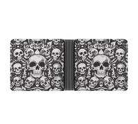 FekiLoot Black And White Skull Wallet Slim Leather Bifold Wallet Extra Capacity Wallets with Multiple Card Slots Men Billfold