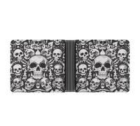 FekiLoot Black And White Skull Wallet Slim PU Bifold Design Wallet with Multiple Card Slots Wallets Extra Capacity Pocket Wallets