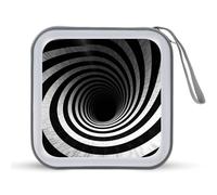 FekiLoot Black And White Spiral Tunnel CD Case,Hard Plastic CD Storage,Portable DVD Wallet,Portable DVD, Holder VCD Organizer Wallet,Protective VCD Storage