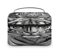 FekiLoot Black And White Tiger Makeup Bag Large Capacity Travel Cosmetic Bag Lightweight Hand-held Toiletry Bags Portable Cosmetic Pouch Cute Make Up Pouch for Women