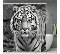FekiLoot Black and White Tiger Shower Curtain Waterproof Fabric Shower Curtain Polyester Bath Curtains for Bathroom with Hooks Quick-Drying Magic Bathroom Curtains 70.8x70.8 Inch