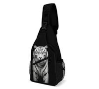 FekiLoot Black And White Tiger Sling Bag Men Crossbody Bags Women Shoulder Backpack Daypack Chest Bag for Travel Outdoor