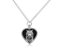 FekiLoot Black And White Tiger Urn Necklace for Ashes Heart Cremation Jewelry Memorial Keepsake Pendant Locket Ash Holder Memory Jewelry for Women Men to Hold Ashes of Loved Ones