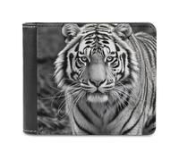 FekiLoot Black And White Tiger Wallet Large Capacity Slim Bifold Wallet with Multiple Card Slots PU Leather Men Purse
