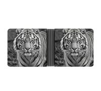FekiLoot Black And White Tiger Wallet Slim PU Bifold Design Wallet with Multiple Card Slots Wallets Extra Capacity Pocket Wallets