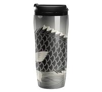 FekiLoot Black And White Yin Yang Koi Fish Insulated Tumbler Reusable Plastic Iced Coffee Cup with Lid Double Walled Hot Coffee Travel Mug Gifts for Women Men BPA Free 12 Oz