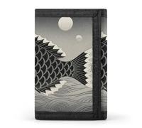 FekiLoot Black And White Yin Yang Koi Fish Slim Wallet Trifold Wallet Credit Card Holder Wallets Stylish Money Clip for Men Women