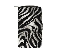 FekiLoot Black And White Zebra Print Wallet Large Capacity Travel Double Fold Wallets Portable Zipper Leather Purse for Women Men