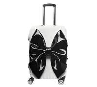 FekiLoot Black Bow Travel Luggage Cover Stretchable Airplane Suitcase Protector Sleeve Universal Washable Fit for 19-32 Inch Checked Baggage,Water Resistant Durable Luggage Protector, white, M, Black