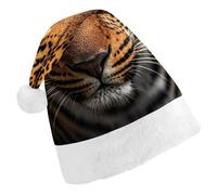 FekiLoot Black & Brown Leopard 2.Christmas Hat Cap with Plush Trim Warm Xmas Hats Headwear for Winter Holiday Party Supply
