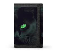 FekiLoot Black Cat Green Eyes Wallet for Men Slim Minimalist Trifold Wallet with ID Window And Credit Card Holder