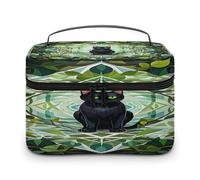 FekiLoot Black Cat Makeup Bag Large Capacity Travel Cosmetic Bag Lightweight Hand-held Toiletry Bags Portable Cosmetic Pouch Cute Make Up Pouch for Women