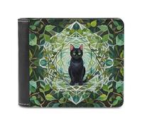 FekiLoot Black Cat Wallet Large Capacity Slim Bifold Wallet with Multiple Card Slots PU Leather Men Purse
