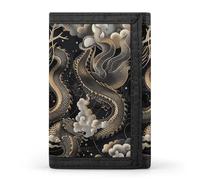 FekiLoot Black Chinese Dragon Trifold Wallet Slim Minimalist Front Pocket Men's Passcase Wallet Credit Card Holder