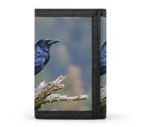 FekiLoot Black Crow Birds Men's Wallet Extra Capacity Trifold Wallet Thin & Stylish Trifold Card Holder with ID Window