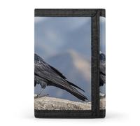 FekiLoot Black Crow Birds Men's Wallet Extra Capacity Trifold Wallet Thin & Stylish Trifold Card Holder with ID Window